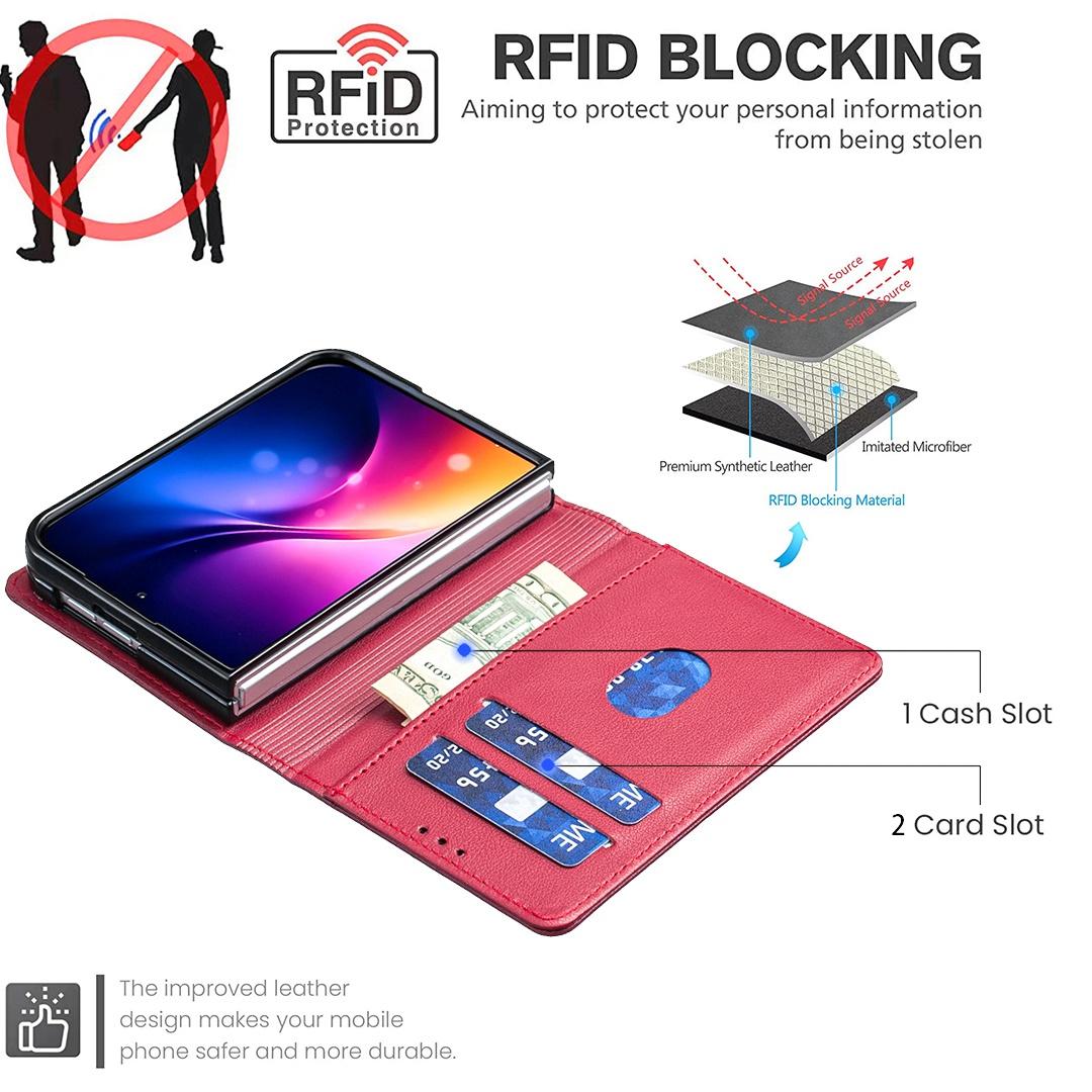 For iPhone Duo Litchi Texture RFID Anti-theft Leather Phone Case - Red - EDA010245801B