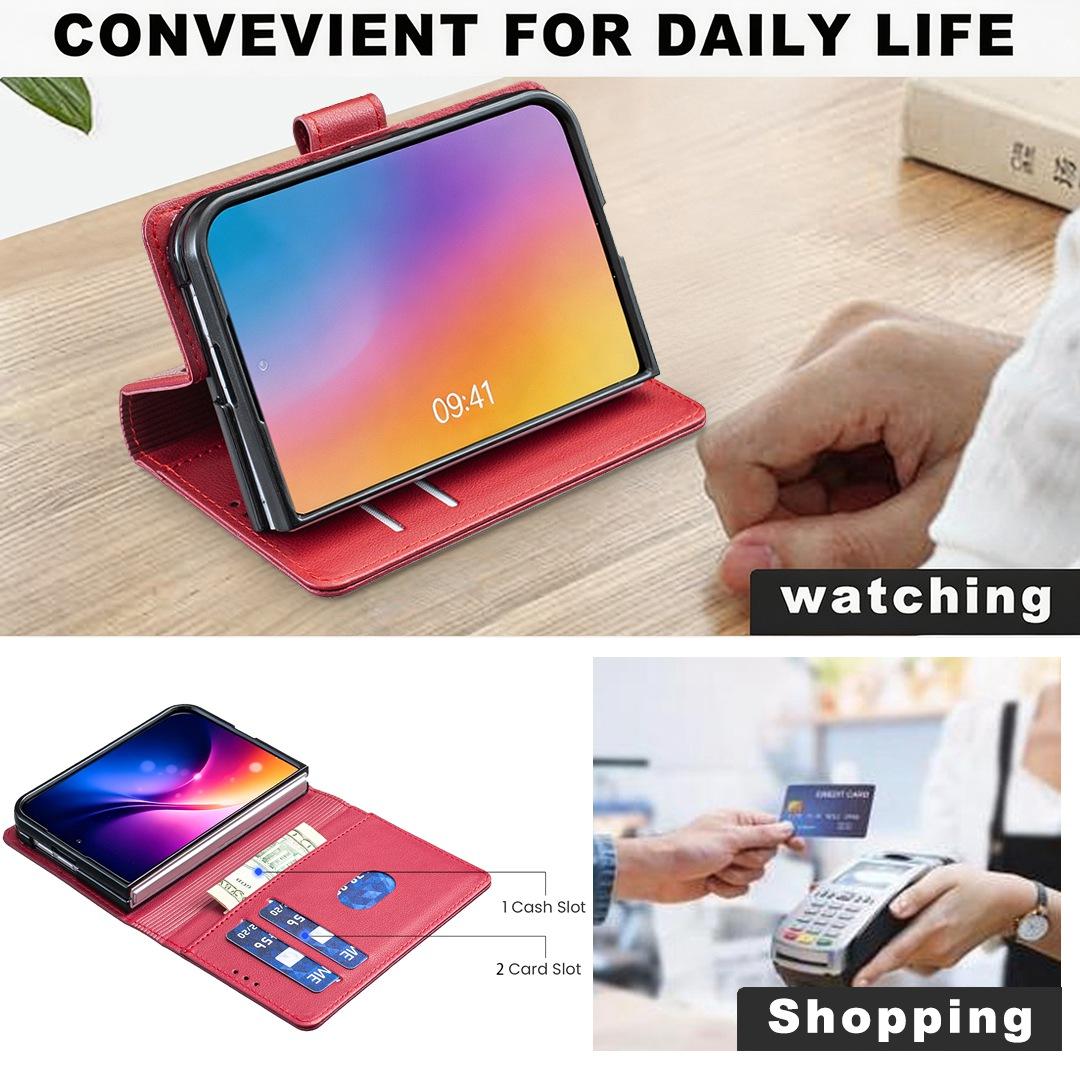 For iPhone Duo Litchi Texture RFID Anti-theft Leather Phone Case - Red - EDA010245801B