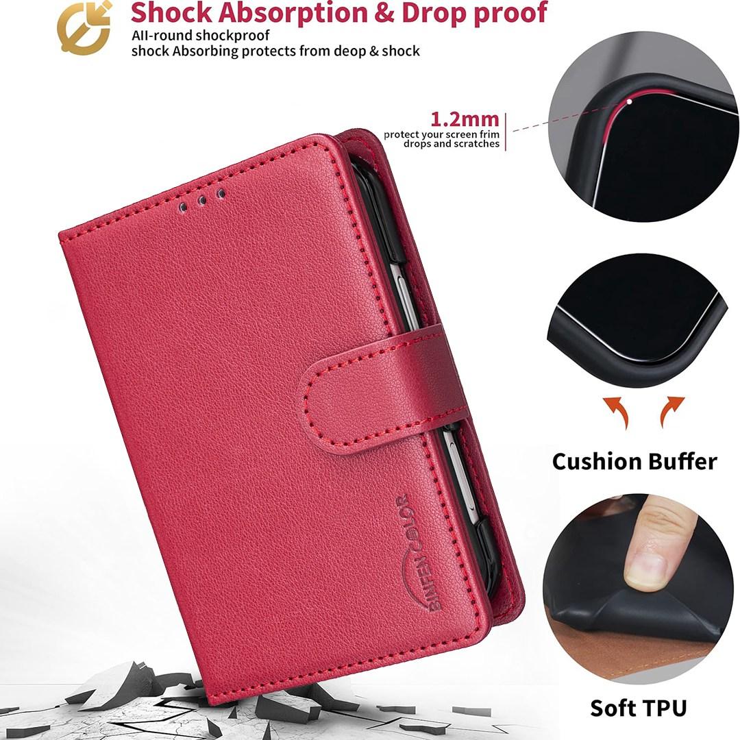 For iPhone Duo Litchi Texture RFID Anti-theft Leather Phone Case - Red - EDA010245801B