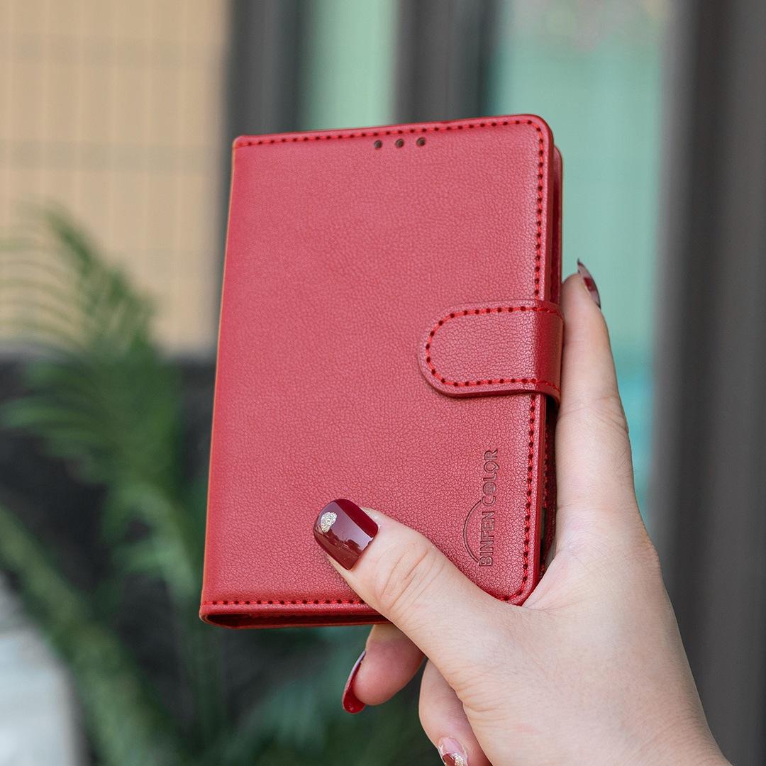 For iPhone Duo Litchi Texture RFID Anti-theft Leather Phone Case - Red - EDA010245801B