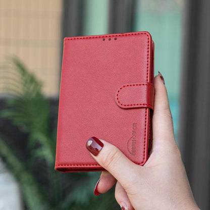 For iPhone Duo Litchi Texture RFID Anti-theft Leather Phone Case - Red - EDA010245801B