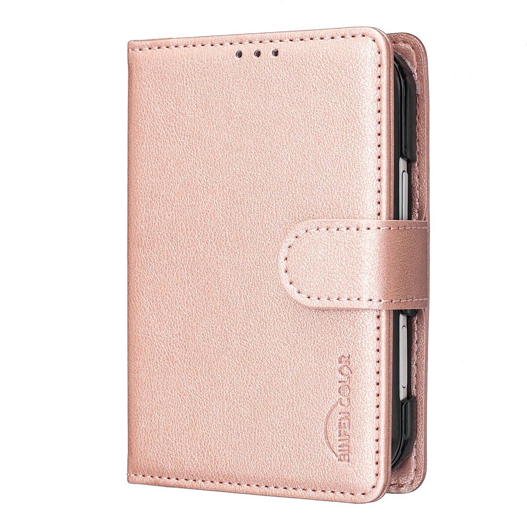 For iPhone Duo Litchi Texture RFID Anti-theft Leather Phone Case - Gold - EDA010245801C