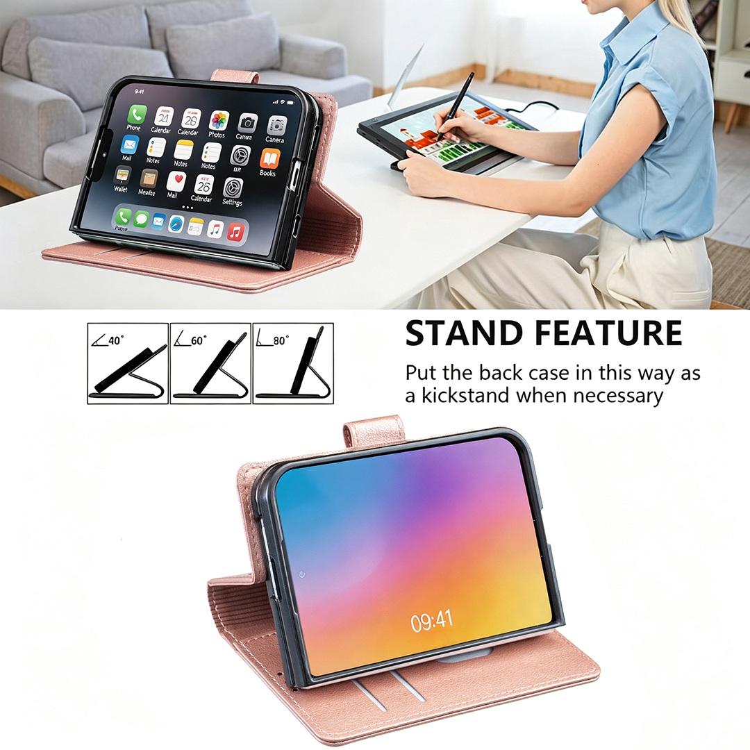 For iPhone Duo Litchi Texture RFID Anti-theft Leather Phone Case - Gold - EDA010245801C