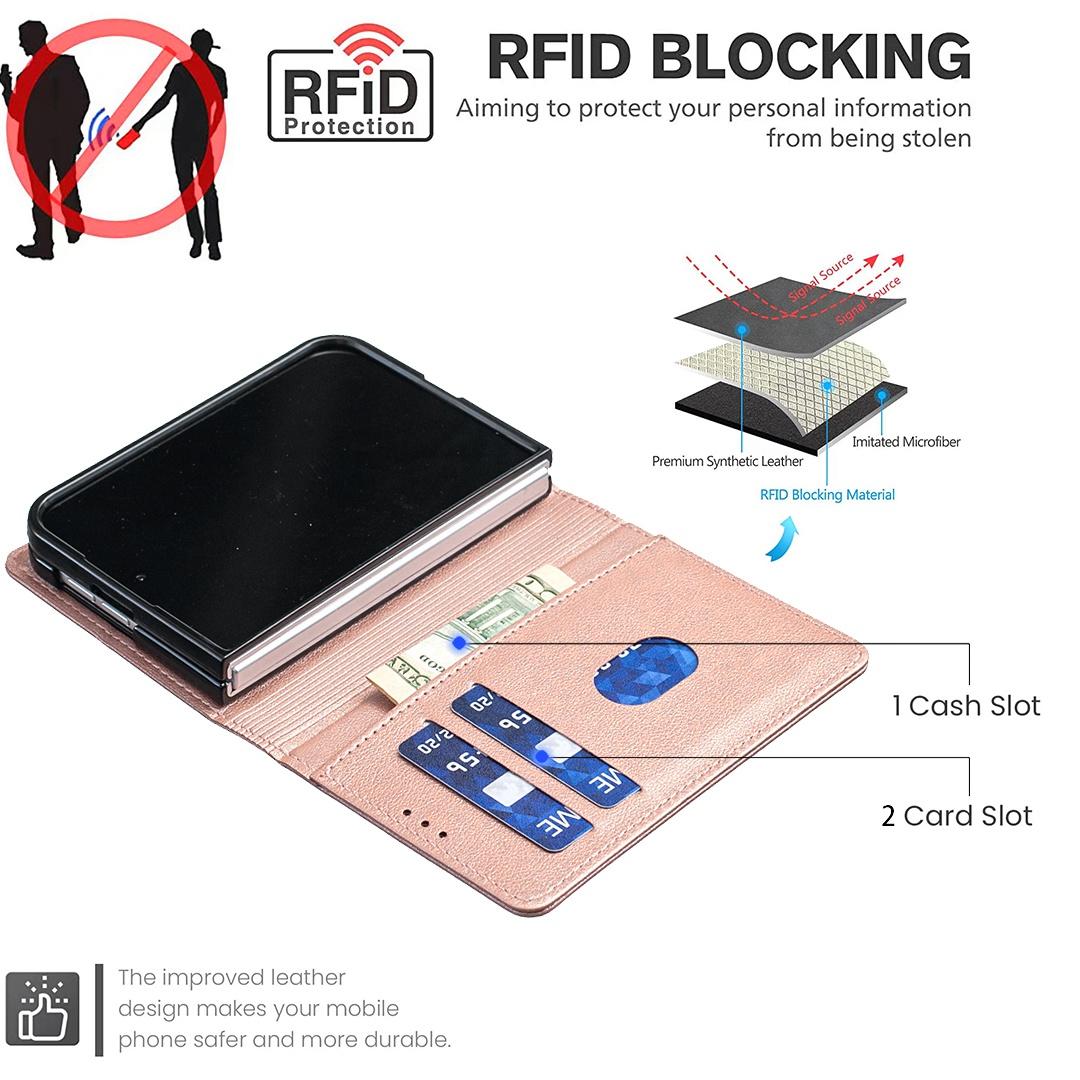 For iPhone Duo Litchi Texture RFID Anti-theft Leather Phone Case - Gold - EDA010245801C