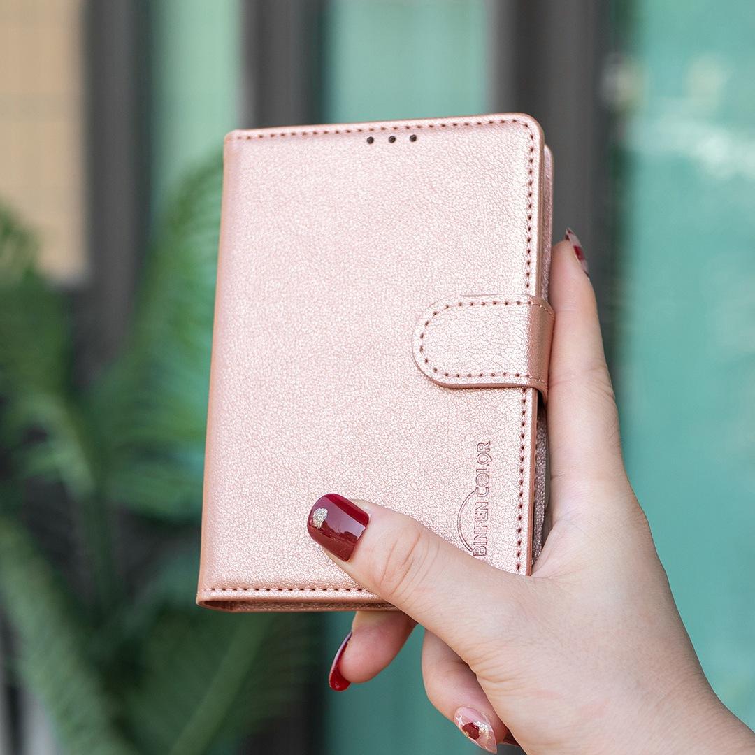 For iPhone Duo Litchi Texture RFID Anti-theft Leather Phone Case - Gold - EDA010245801C