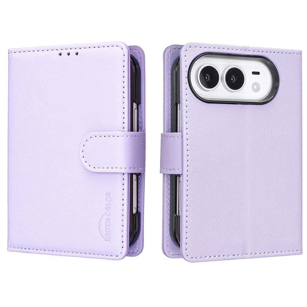 For iPhone Duo Litchi Texture RFID Anti-theft Leather Phone Case - Purple - EDA010245801D