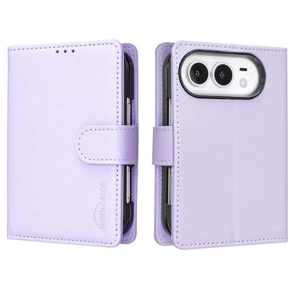 For iPhone Duo Litchi Texture RFID Anti-theft Leather Phone Case - Purple - EDA010245801D