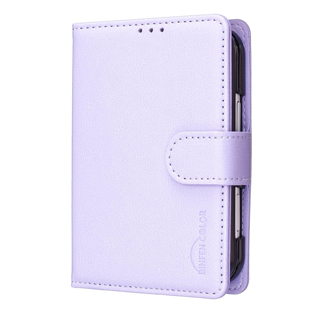 For iPhone Duo Litchi Texture RFID Anti-theft Leather Phone Case - Purple - EDA010245801D