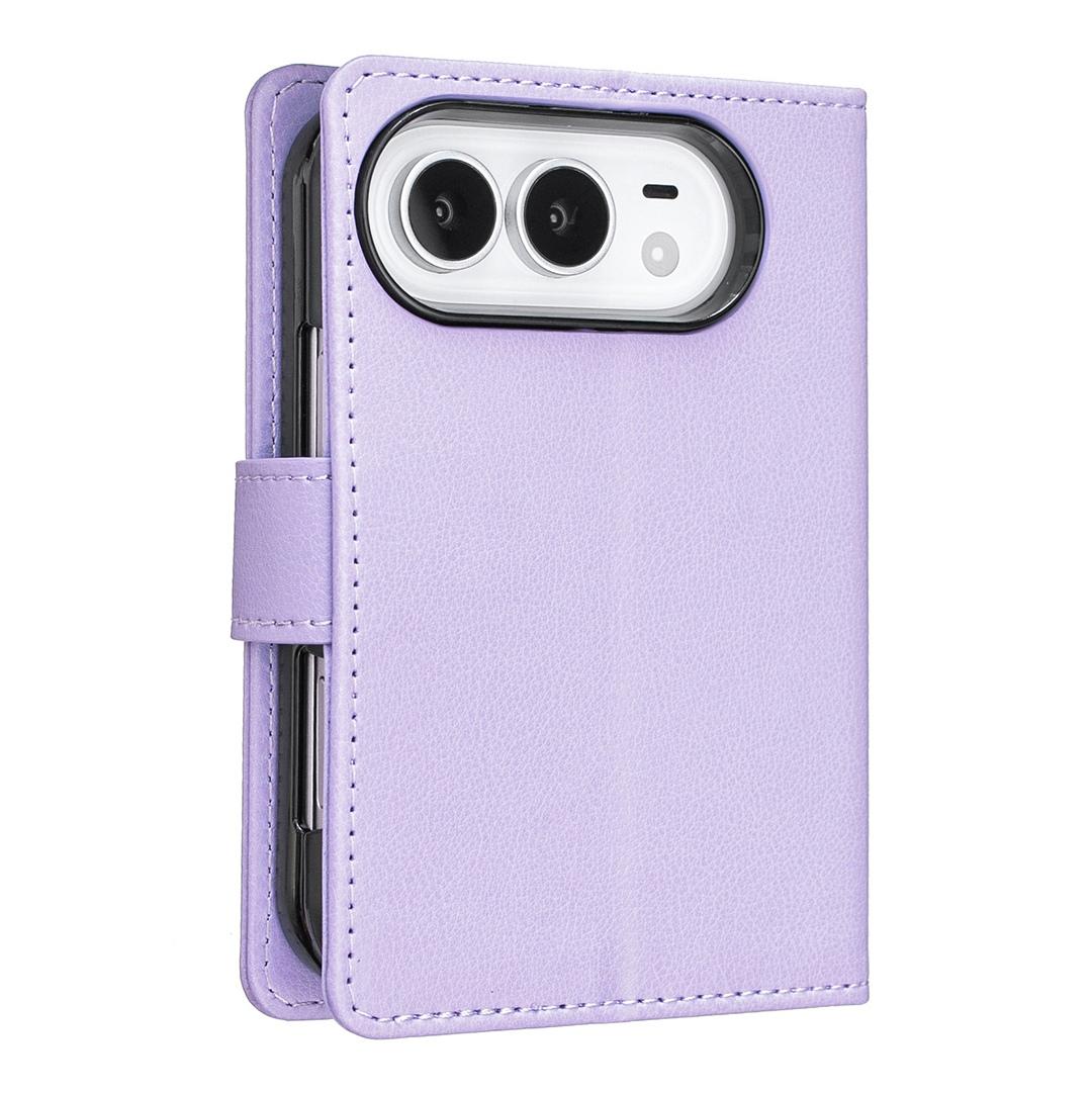 For iPhone Duo Litchi Texture RFID Anti-theft Leather Phone Case - Purple - EDA010245801D