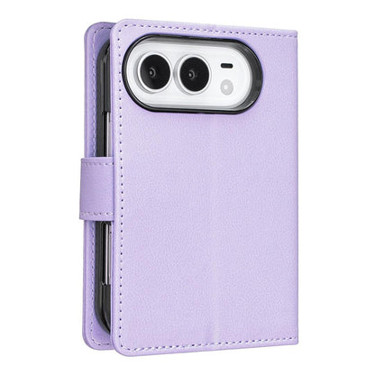 For iPhone Duo Litchi Texture RFID Anti-theft Leather Phone Case - Purple - EDA010245801D