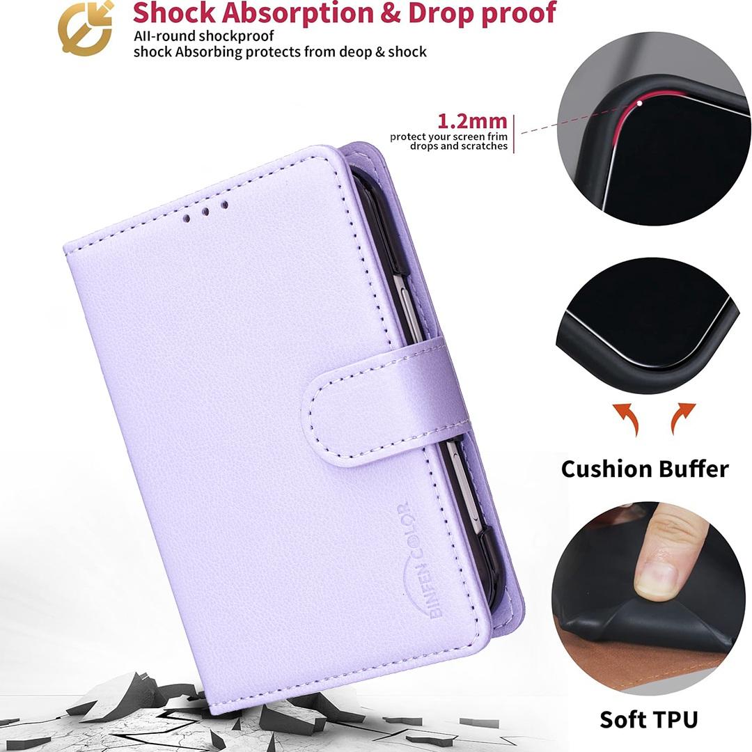 For iPhone Duo Litchi Texture RFID Anti-theft Leather Phone Case - Purple - EDA010245801D