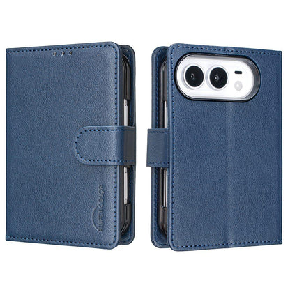 For iPhone Duo Litchi Texture RFID Anti-theft Leather Phone Case - Blue - EDA010245801E