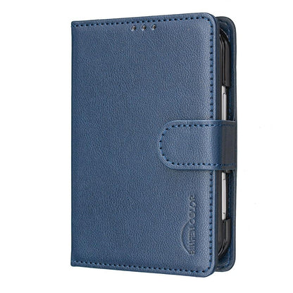 For iPhone Duo Litchi Texture RFID Anti-theft Leather Phone Case - Blue - EDA010245801E