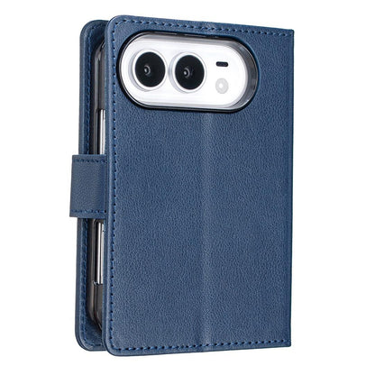 For iPhone Duo Litchi Texture RFID Anti-theft Leather Phone Case - Blue - EDA010245801E