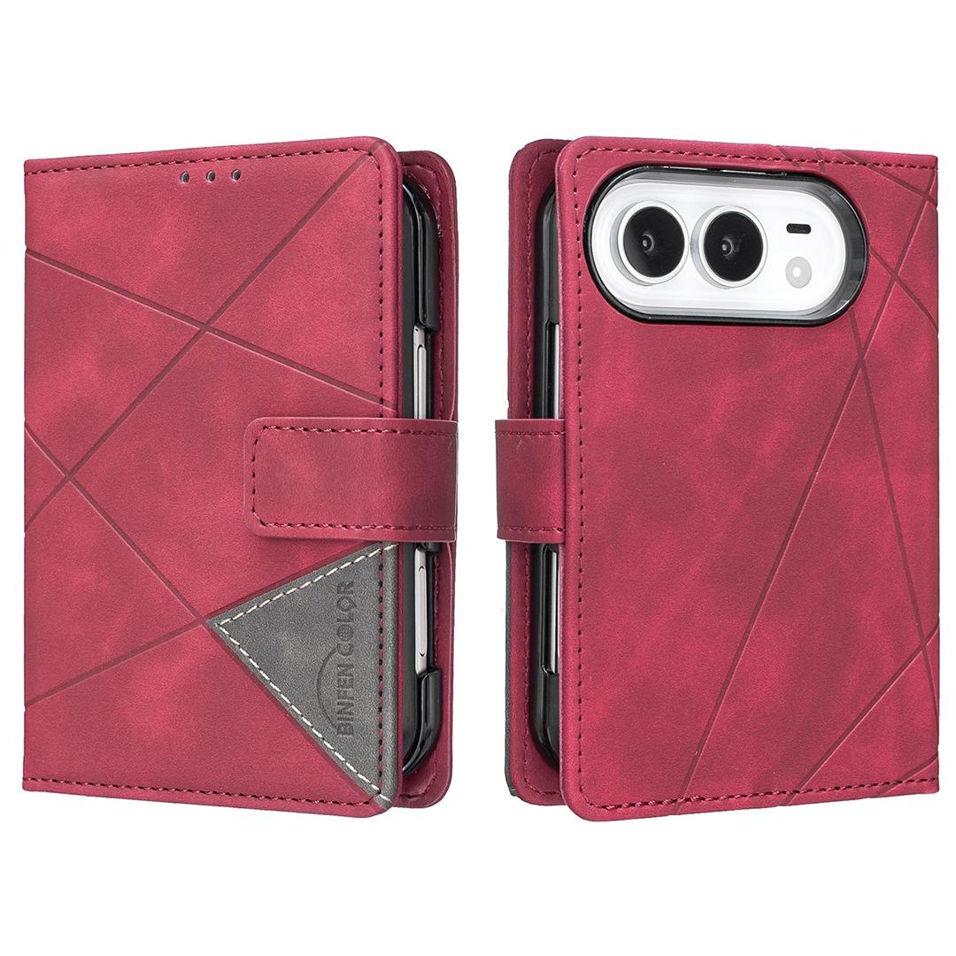 For iPhone Duo Magnetic Buckle Rhombus Texture Leather Phone Case - Red - EDA010246401A