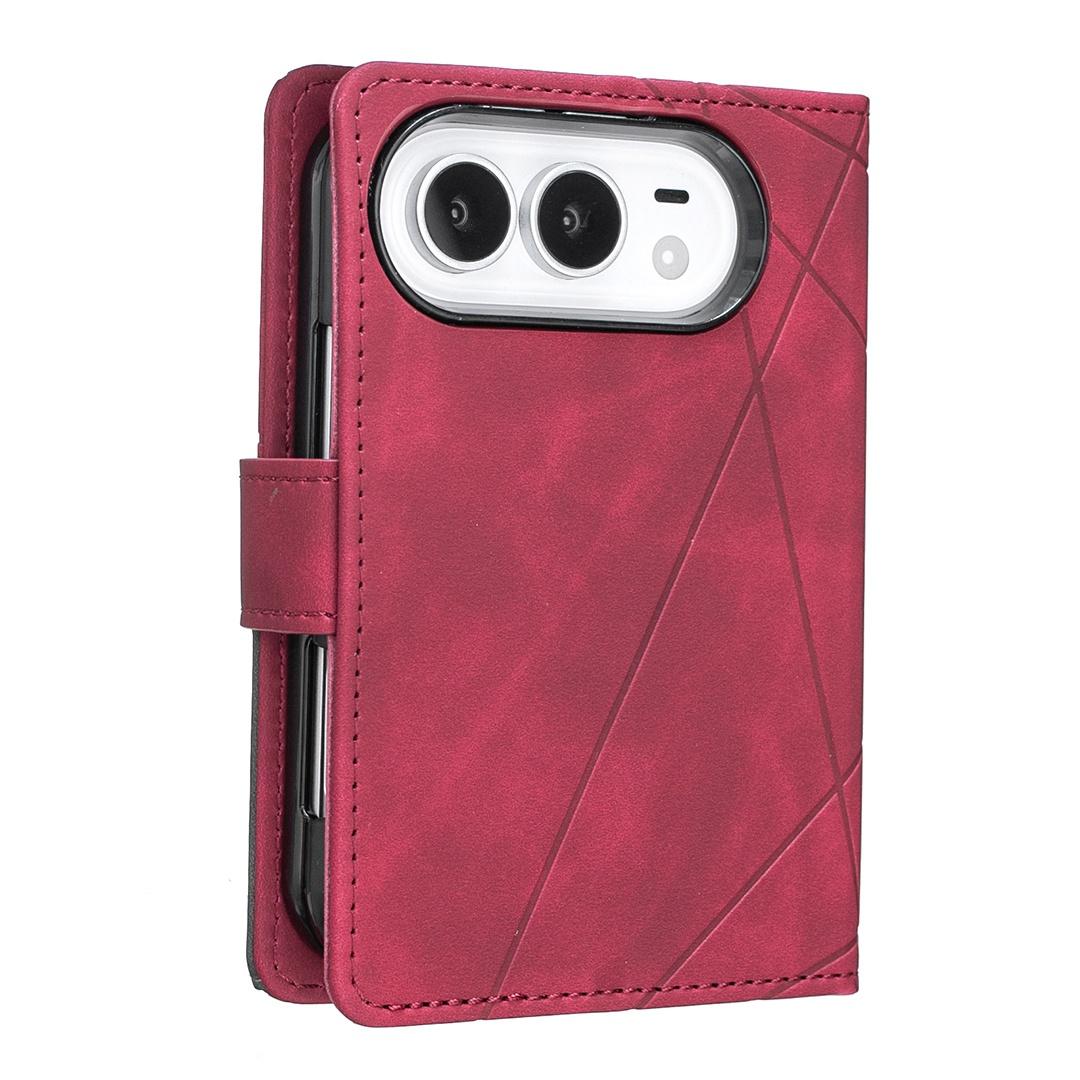 For iPhone Duo Magnetic Buckle Rhombus Texture Leather Phone Case - Red - EDA010246401A