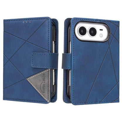 For iPhone Duo Magnetic Buckle Rhombus Texture Leather Phone Case - Blue - EDA010246401B