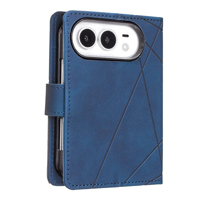 For iPhone Duo Magnetic Buckle Rhombus Texture Leather Phone Case - Blue - EDA010246401B