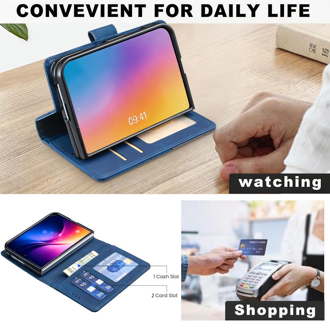 For iPhone Duo Magnetic Buckle Rhombus Texture Leather Phone Case - Blue - EDA010246401B