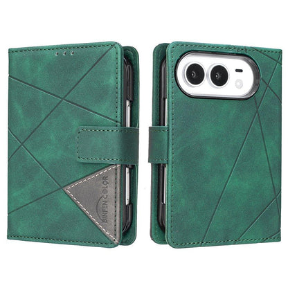 For iPhone Duo Magnetic Buckle Rhombus Texture Leather Phone Case - Green - EDA010246401C