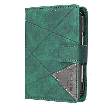 For iPhone Duo Magnetic Buckle Rhombus Texture Leather Phone Case - Green - EDA010246401C