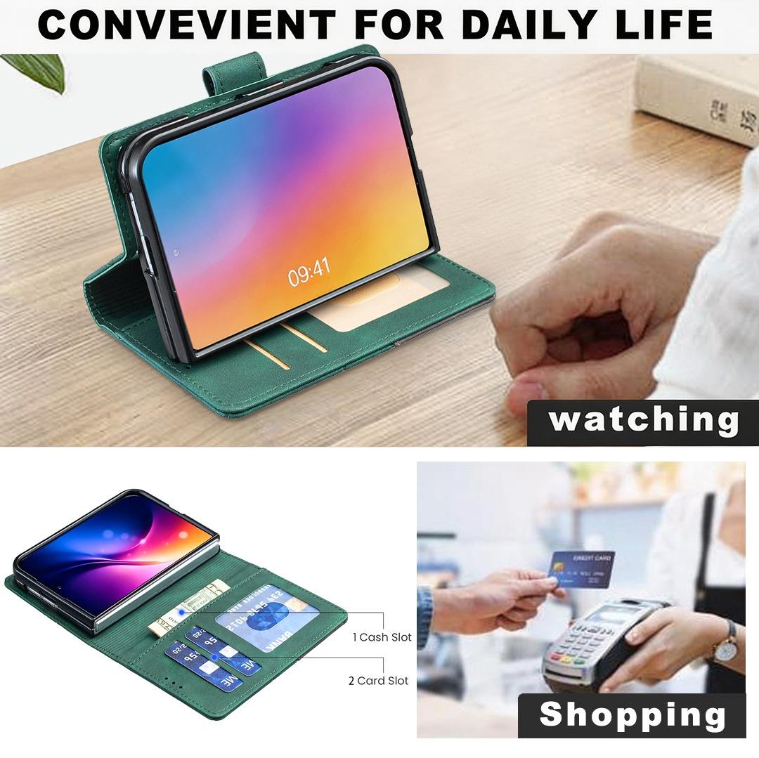 For iPhone Duo Magnetic Buckle Rhombus Texture Leather Phone Case - Green - EDA010246401C