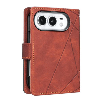 For iPhone Duo Magnetic Buckle Rhombus Texture Leather Phone Case - Brown - EDA010246401D