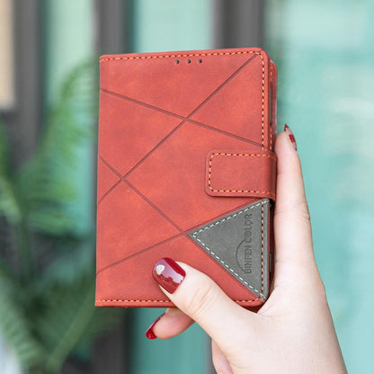 For iPhone Duo Magnetic Buckle Rhombus Texture Leather Phone Case - Brown - EDA010246401D