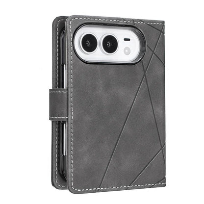 For iPhone Duo Magnetic Buckle Rhombus Texture Leather Phone Case - Grey - EDA010246401E