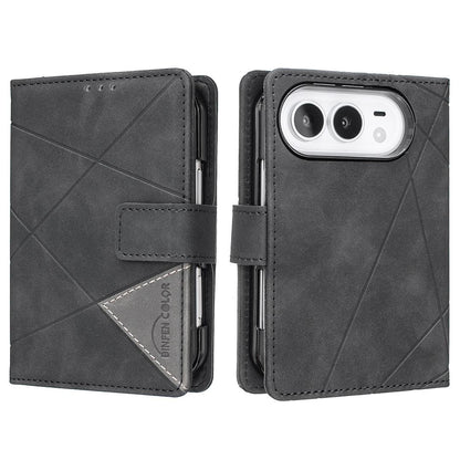 For iPhone Duo Magnetic Buckle Rhombus Texture Leather Phone Case - Black - EDA010246401F
