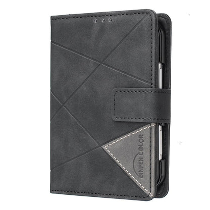 For iPhone Duo Magnetic Buckle Rhombus Texture Leather Phone Case - Black - EDA010246401F