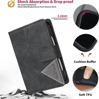 For iPhone Duo Magnetic Buckle Rhombus Texture Leather Phone Case - Black - EDA010246401F