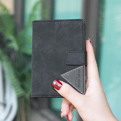 For iPhone Duo Magnetic Buckle Rhombus Texture Leather Phone Case - Black - EDA010246401F