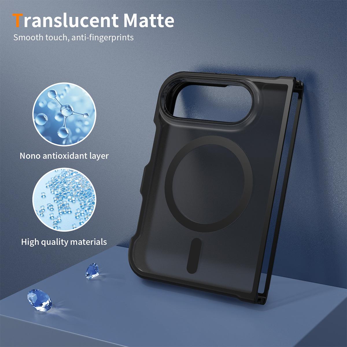 For iPhone Duo XDcase Skin Feel Frosted PC Hybrid TPU Magnetic Phone Case - Black - EDA010248001B