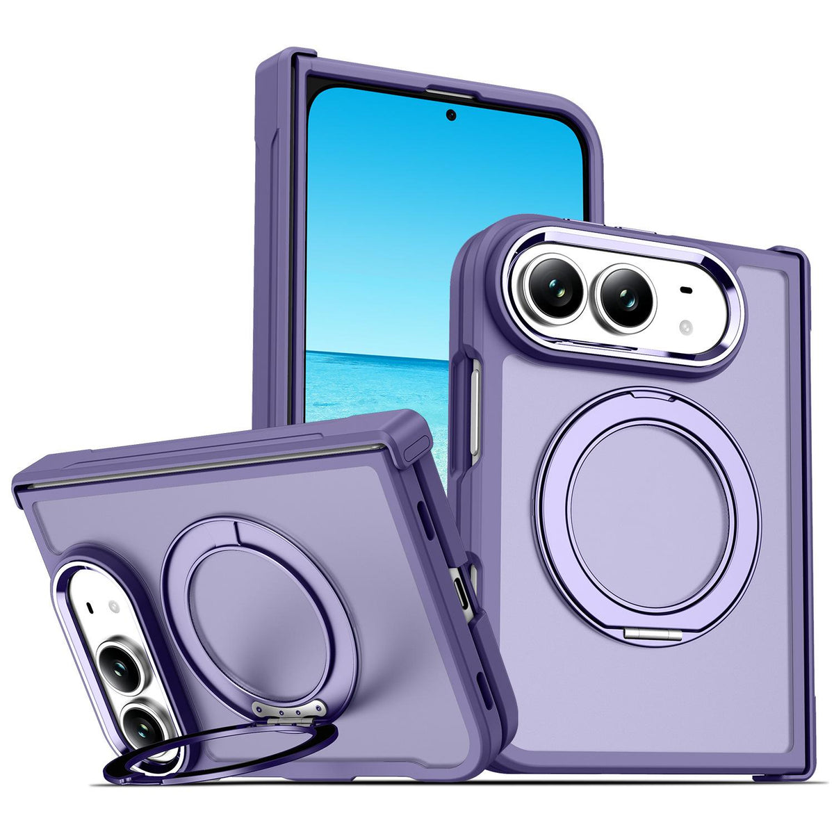 For iPhone Duo XDcase Armor-style Hinge Protection Magnetic Ring Holder Phone Case - Midnight Purple - EDA010248501B