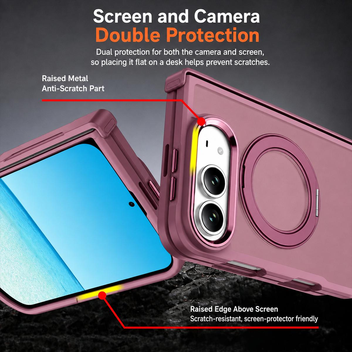 For iPhone Duo XDcase Armor-style Hinge Protection Magnetic Ring Holder Phone Case - Jazz Black - EDA010248501C