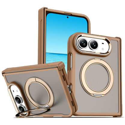 For iPhone Duo XDcase Armor-style Hinge Protection Magnetic Ring Holder Phone Case - Desert Gold - EDA010248501D