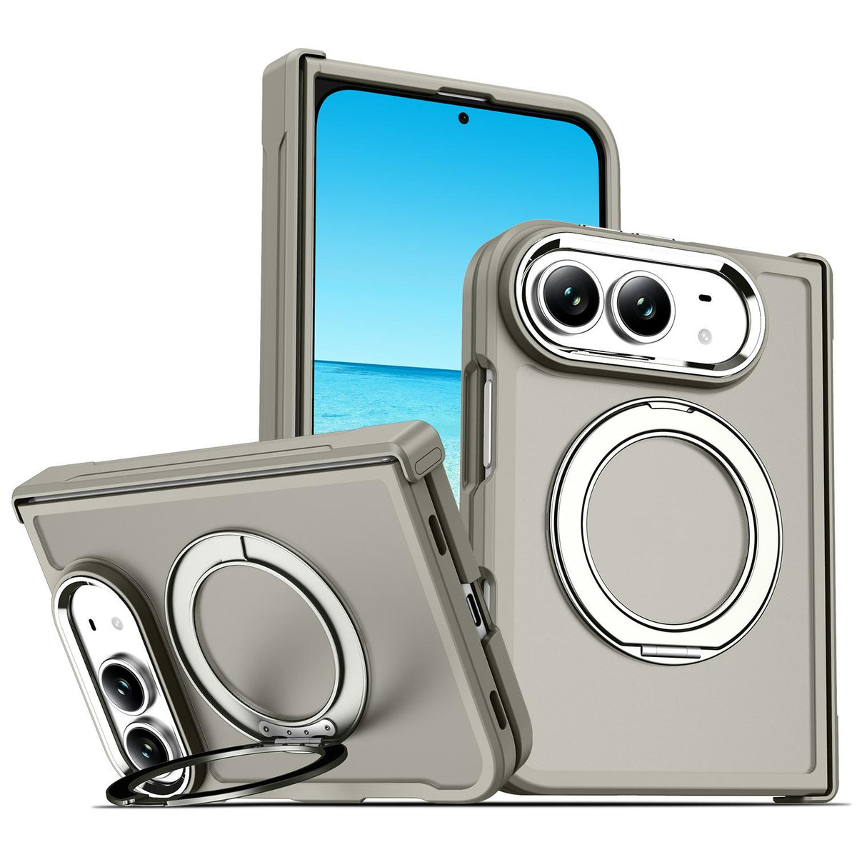 For iPhone Duo XDcase Armor-style Hinge Protection Magnetic Ring Holder Phone Case - Titanium Grey - EDA010248501E