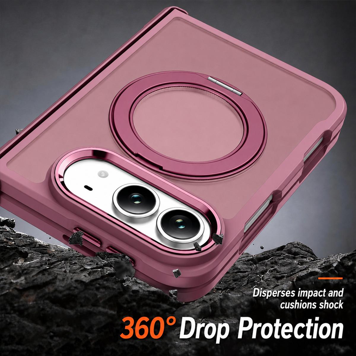 For iPhone Duo XDcase Armor-style Hinge Protection Magnetic Ring Holder Phone Case - Clear Black - EDA010248501F