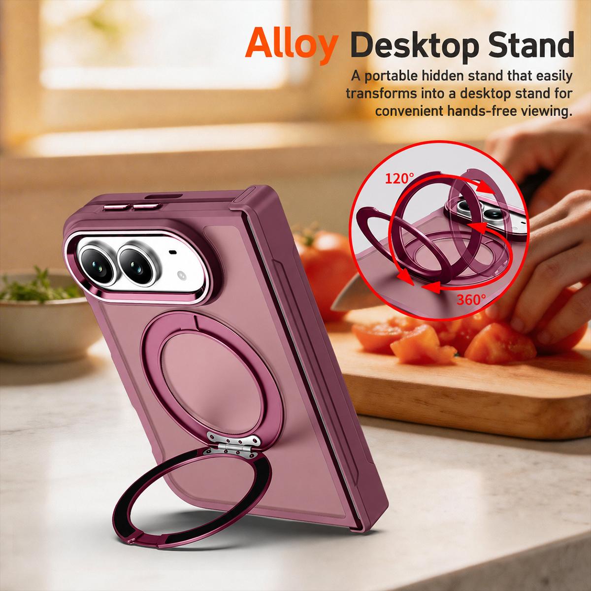 For iPhone Duo XDcase Armor-style Hinge Protection Magnetic Ring Holder Phone Case - Clear Black - EDA010248501F