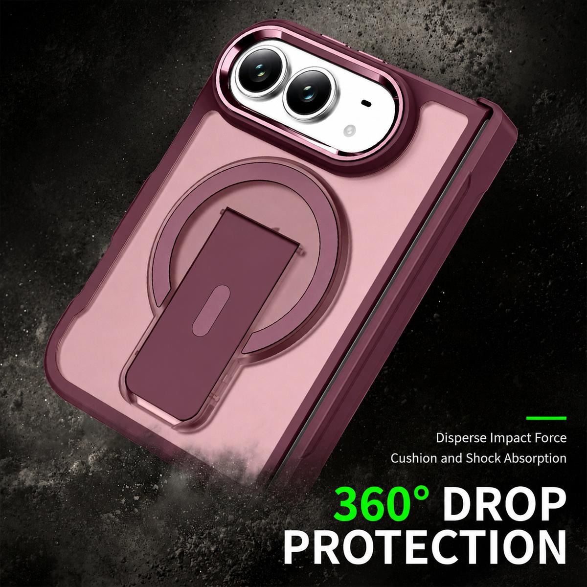 For iPhone Duo XDcase Invisible Fold Holder Magnetic Phone Case - Orange - EDA010248701A