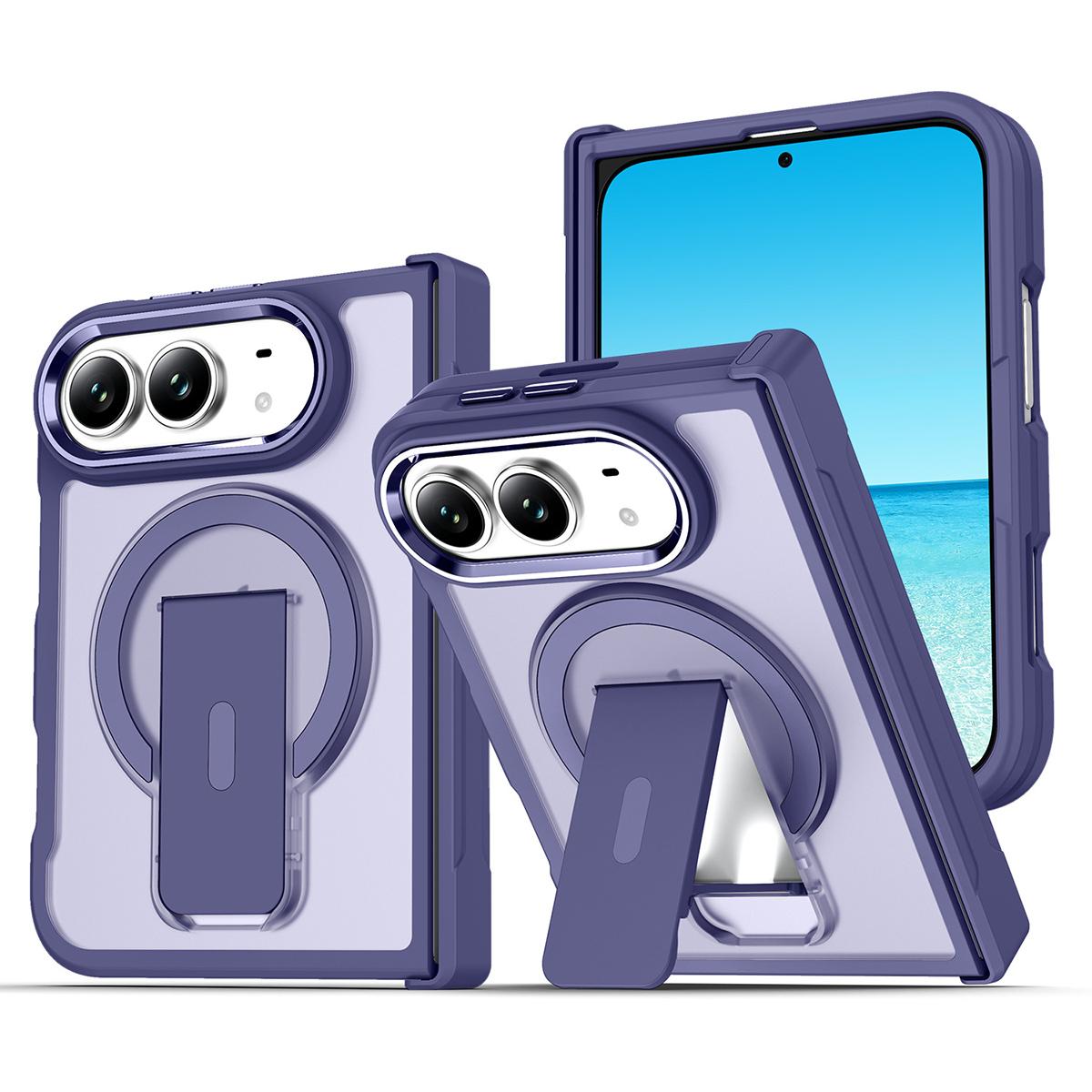 For iPhone Duo XDcase Invisible Fold Holder Magnetic Phone Case - Midnight Purple - EDA010248701B