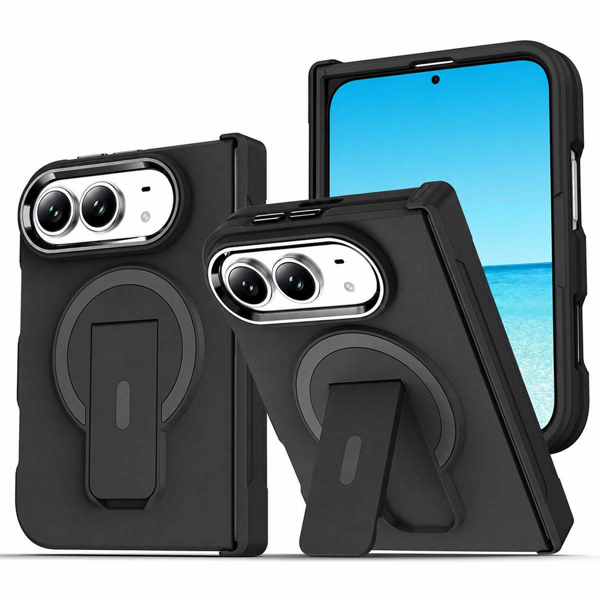 For iPhone Duo XDcase Invisible Fold Holder Magnetic Phone Case - Jazz Black - EDA010248701C