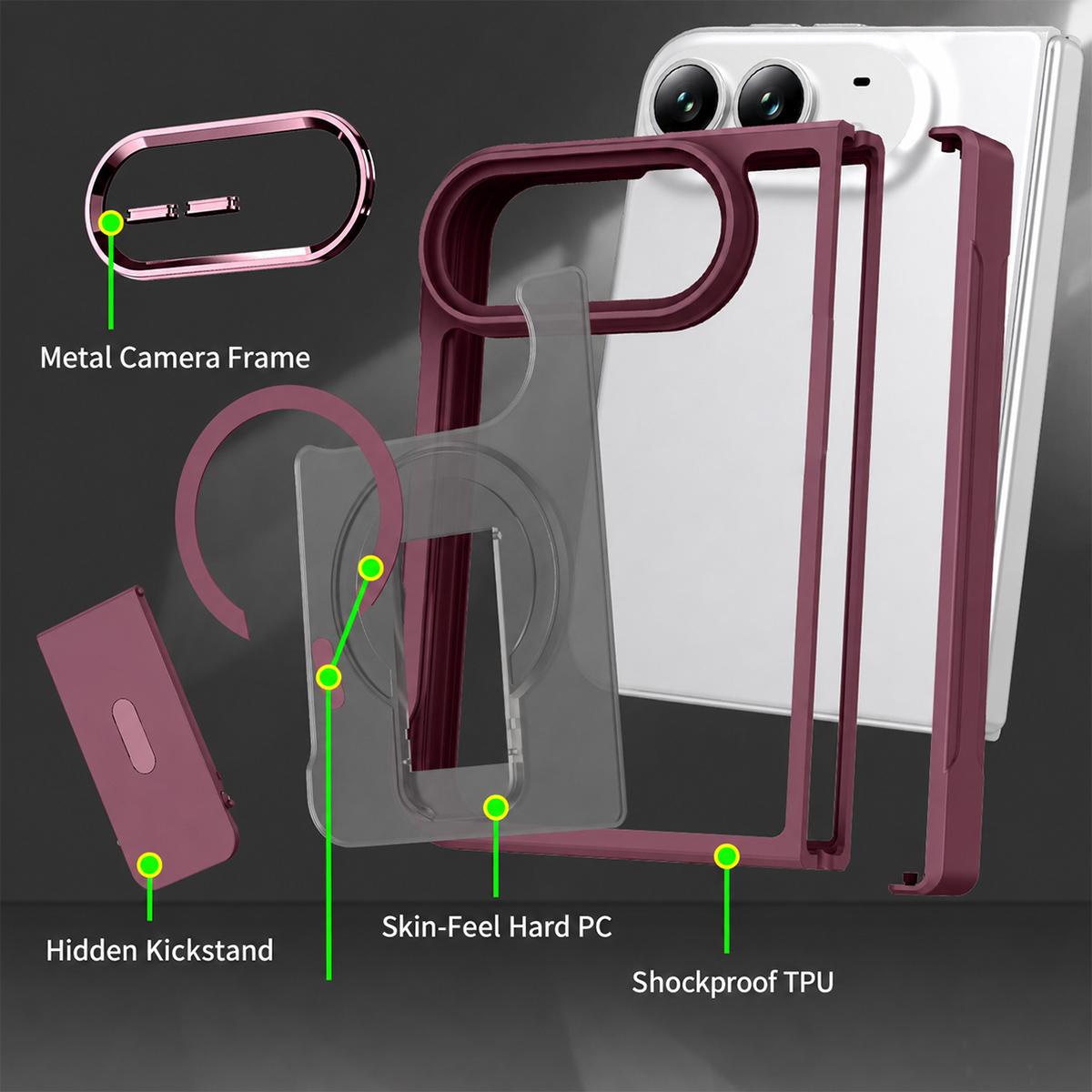 For iPhone Duo XDcase Invisible Fold Holder Magnetic Phone Case - Jazz Black - EDA010248701C