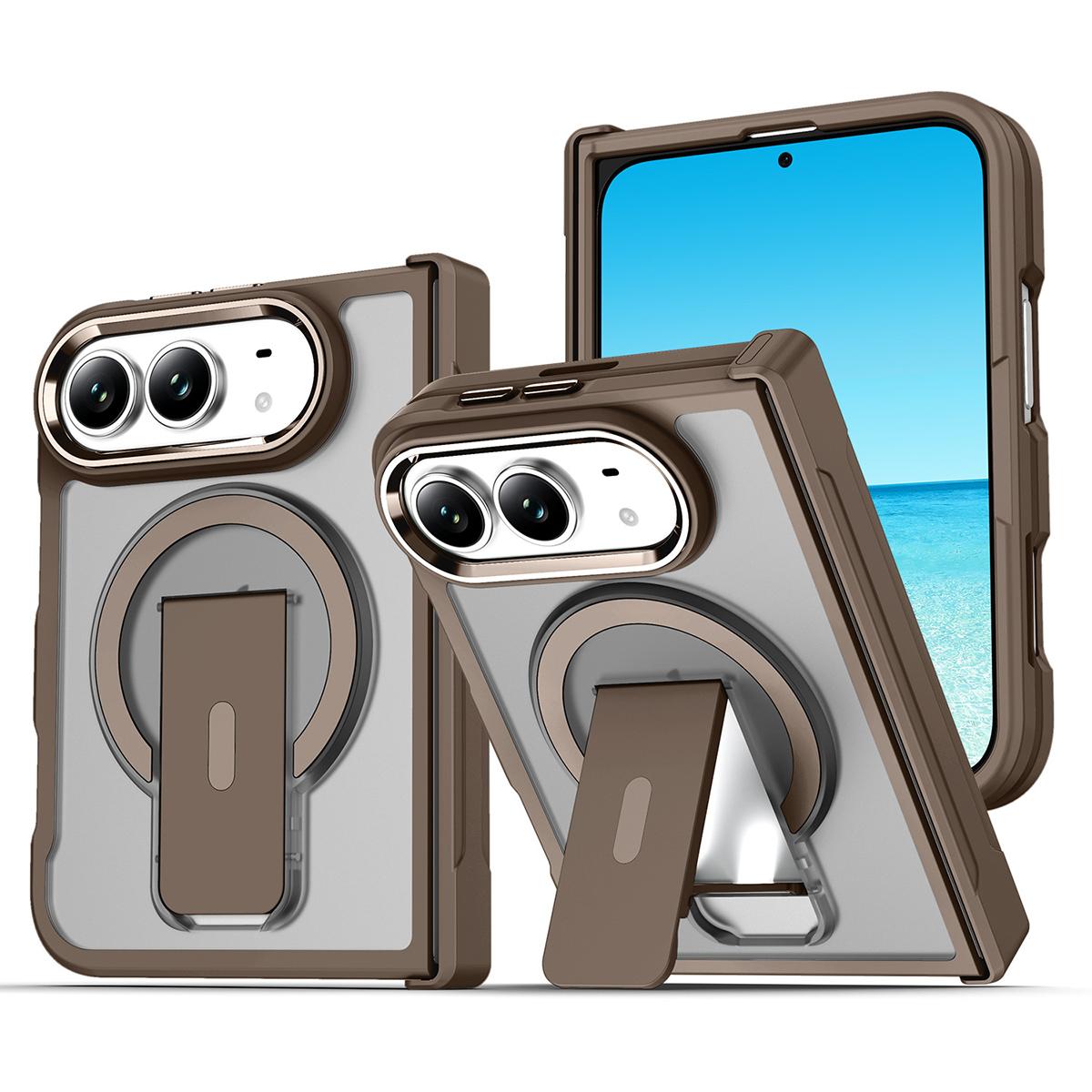 For iPhone Duo XDcase Invisible Fold Holder Magnetic Phone Case - Gold - EDA010248701G