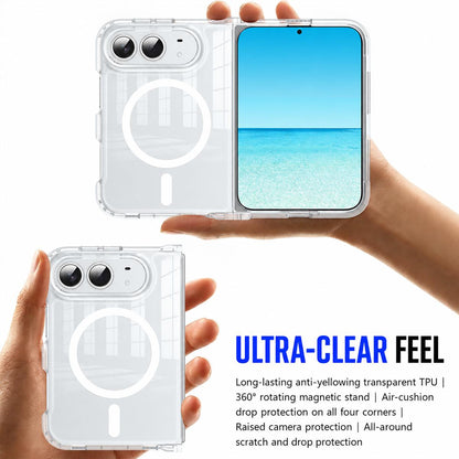 For iPhone Duo Crystal Acrylic Magnetic Integrated Hinge Phone Case - Transparent - EDA010249401A
