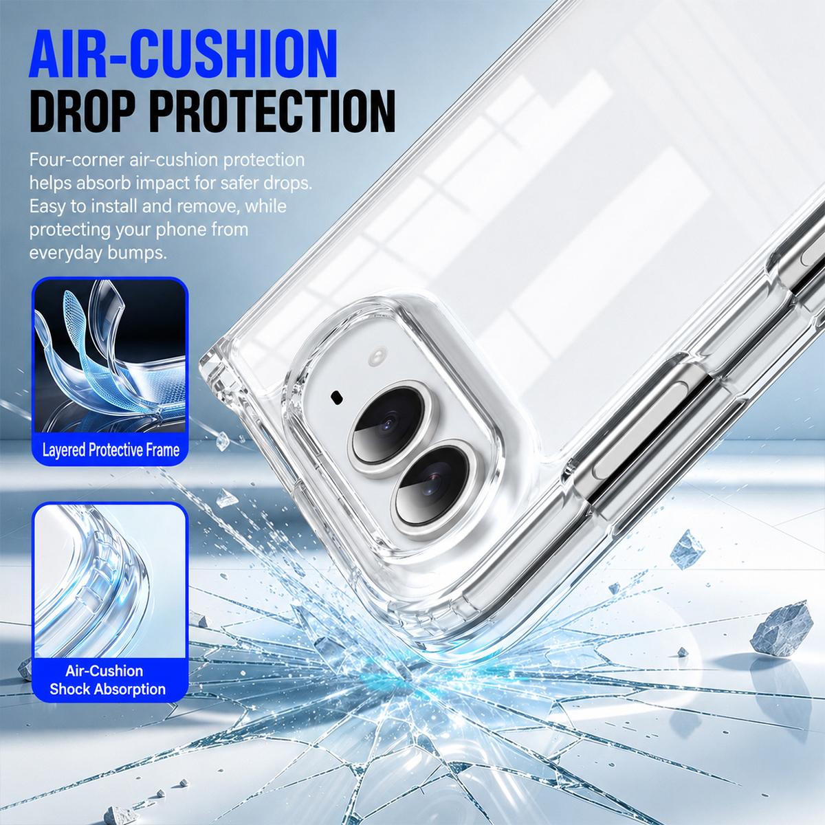 For iPhone Duo Crystal Acrylic Magnetic Integrated Hinge Phone Case - Transparent - EDA010249401A