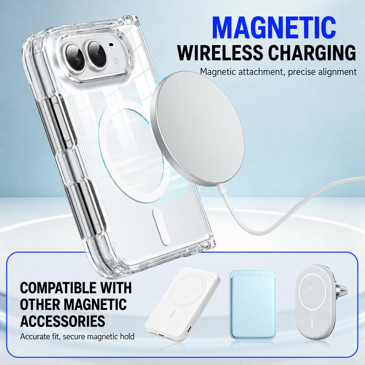 For iPhone Duo Crystal Acrylic Magnetic Integrated Hinge Phone Case - Transparent - EDA010249401A
