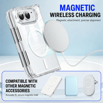 For iPhone Duo Crystal Acrylic Magnetic Integrated Hinge Phone Case - Transparent - EDA010249401A