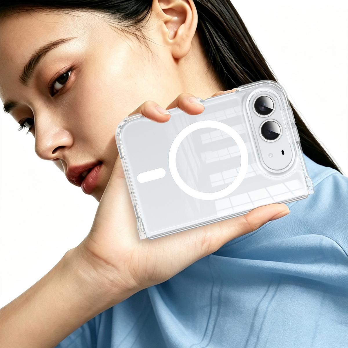 For iPhone Duo Crystal Acrylic Magnetic Integrated Hinge Phone Case - Transparent - EDA010249401A